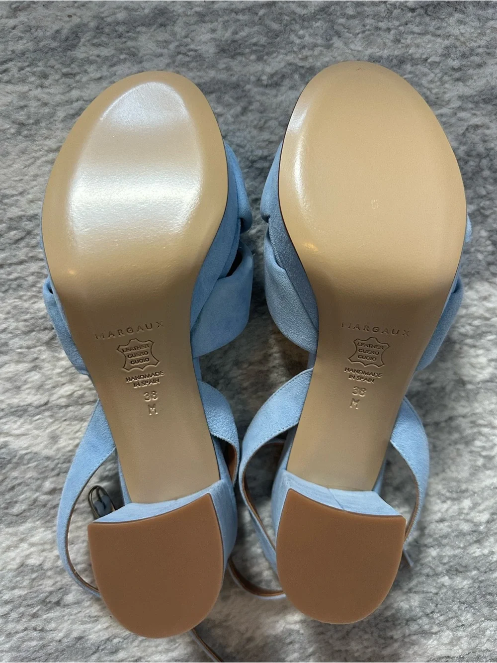 NEW Margaux Light Blue Knotted Ankle-Strap Platform Sandals